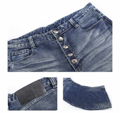 アイスブルー ウォッシュ カーブレッグ デニムパンツ
Original Ice Blue Washed Curved-Leg Denim Jeans