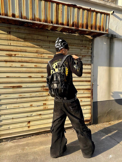 スタッズ ジップ バイカラー レザー バックパック
Studded Zip Bicolor Leather Backpack