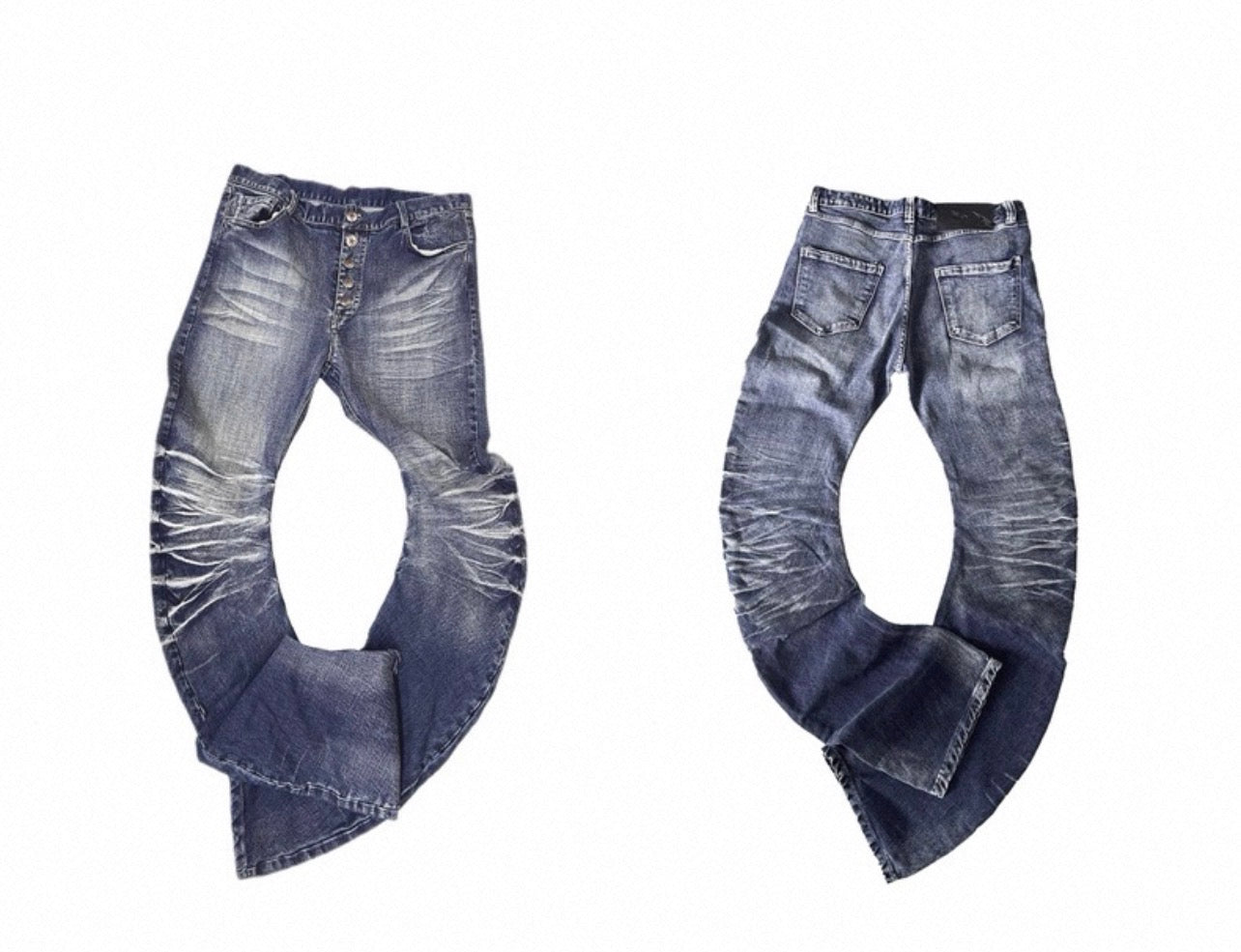 アイスブルー ウォッシュ カーブレッグ デニムパンツ
Original Ice Blue Washed Curved-Leg Denim Jeans