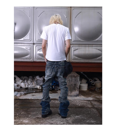 アイスブルー ウォッシュ カーブレッグ デニムパンツ
Original Ice Blue Washed Curved-Leg Denim Jeans