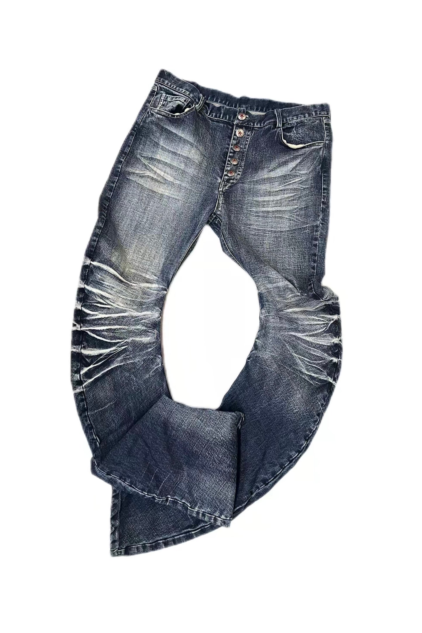 アイスブルー ウォッシュ カーブレッグ デニムパンツ
Original Ice Blue Washed Curved-Leg Denim Jeans