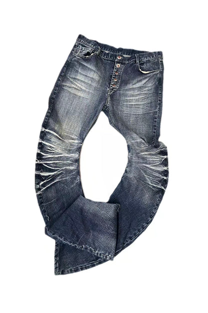 アイスブルー ウォッシュ カーブレッグ デニムパンツ
Original Ice Blue Washed Curved-Leg Denim Jeans