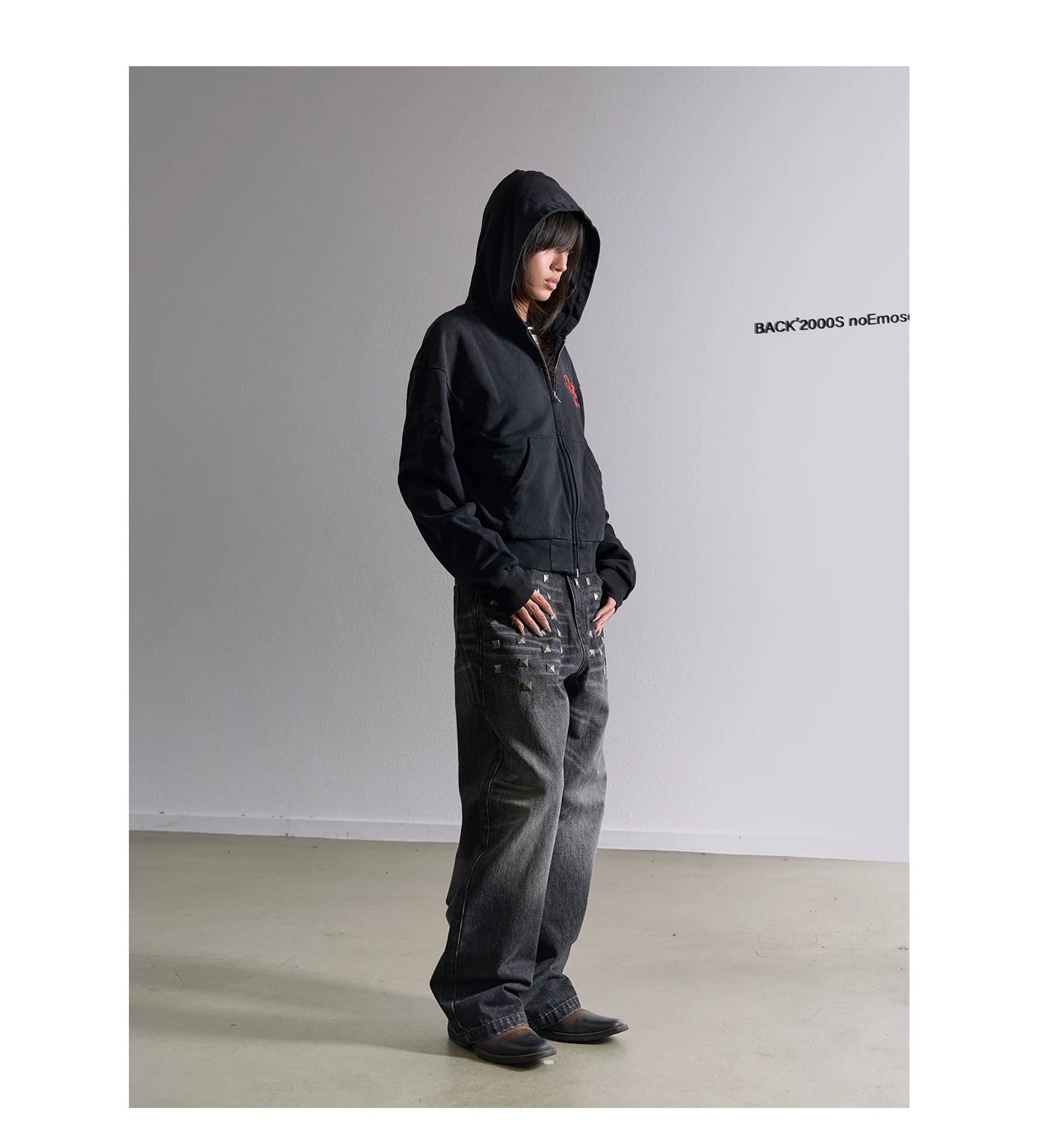 ブラック ウォッシュ バギー ストレート デニムパンツ Blue Washed Baggy Straight Denim Pants