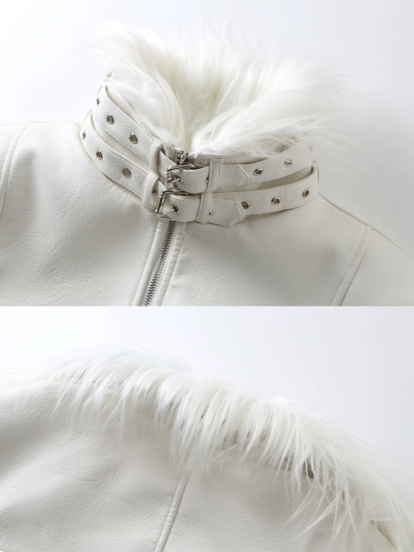 スノーホワイト ショート MA-1 ジャケット（ファーカラー脱着）
Snow White Short MA-1 Jacket with Detachable Fur Collar