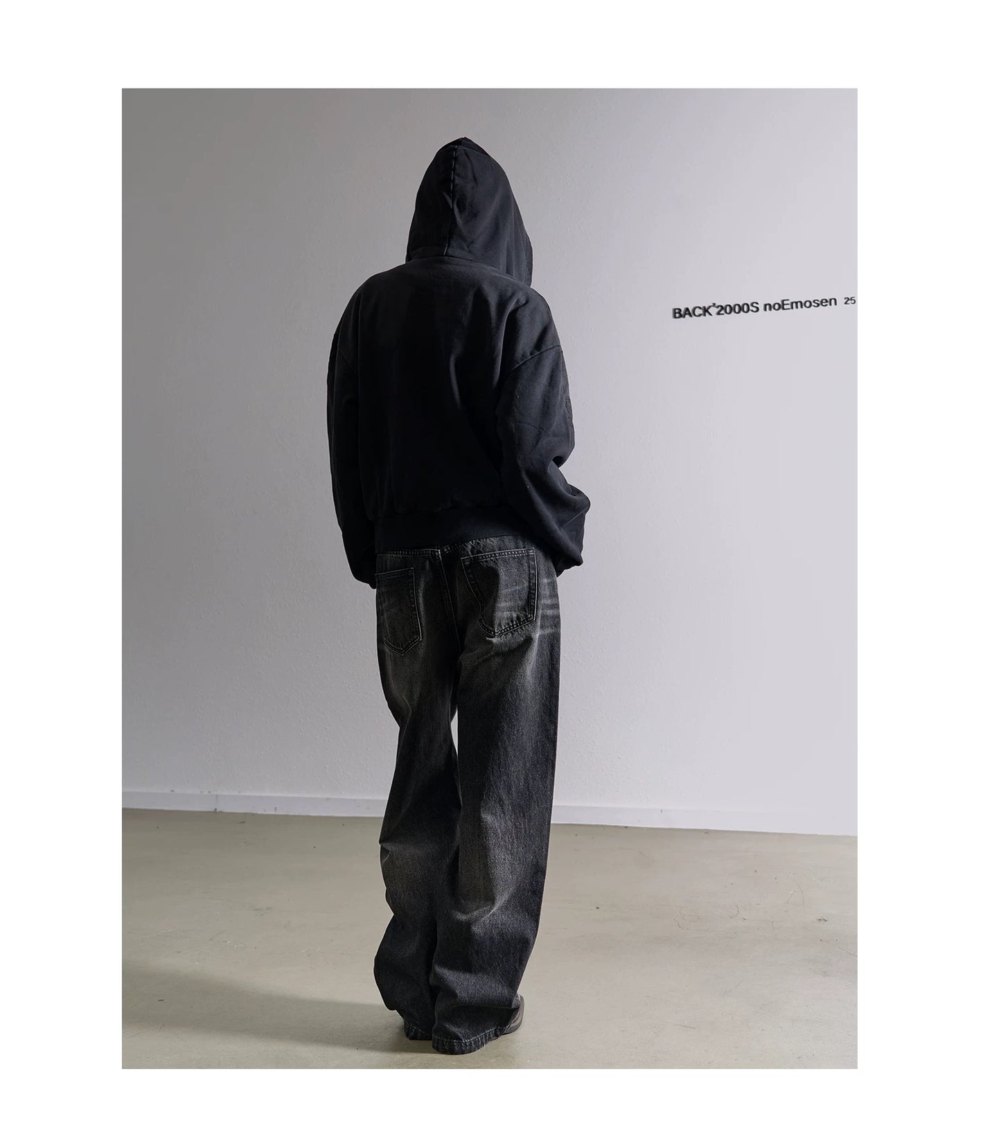 ブラック ウォッシュ バギー ストレート デニムパンツ Blue Washed Baggy Straight Denim Pants