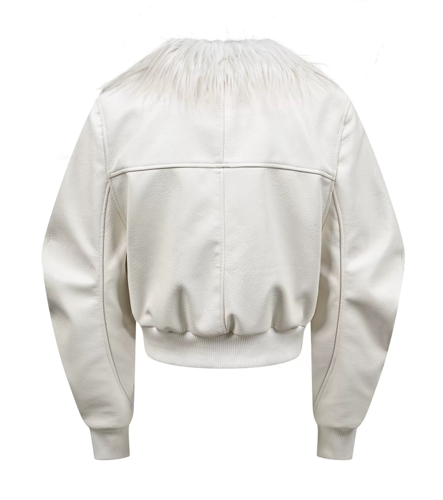 スノーホワイト ショート MA-1 ジャケット（ファーカラー脱着）
Snow White Short MA-1 Jacket with Detachable Fur Collar